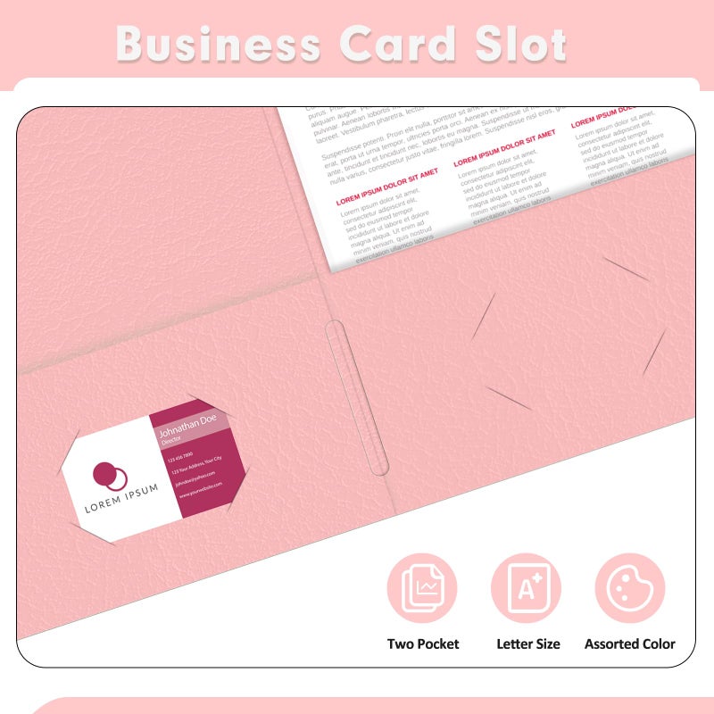 PANDRI Two Pocket Folders, PANDRI 50 Pack 2 Pocket Folders, Letter Size Paper File Folder for School Office Home Business, Pink - Image 5