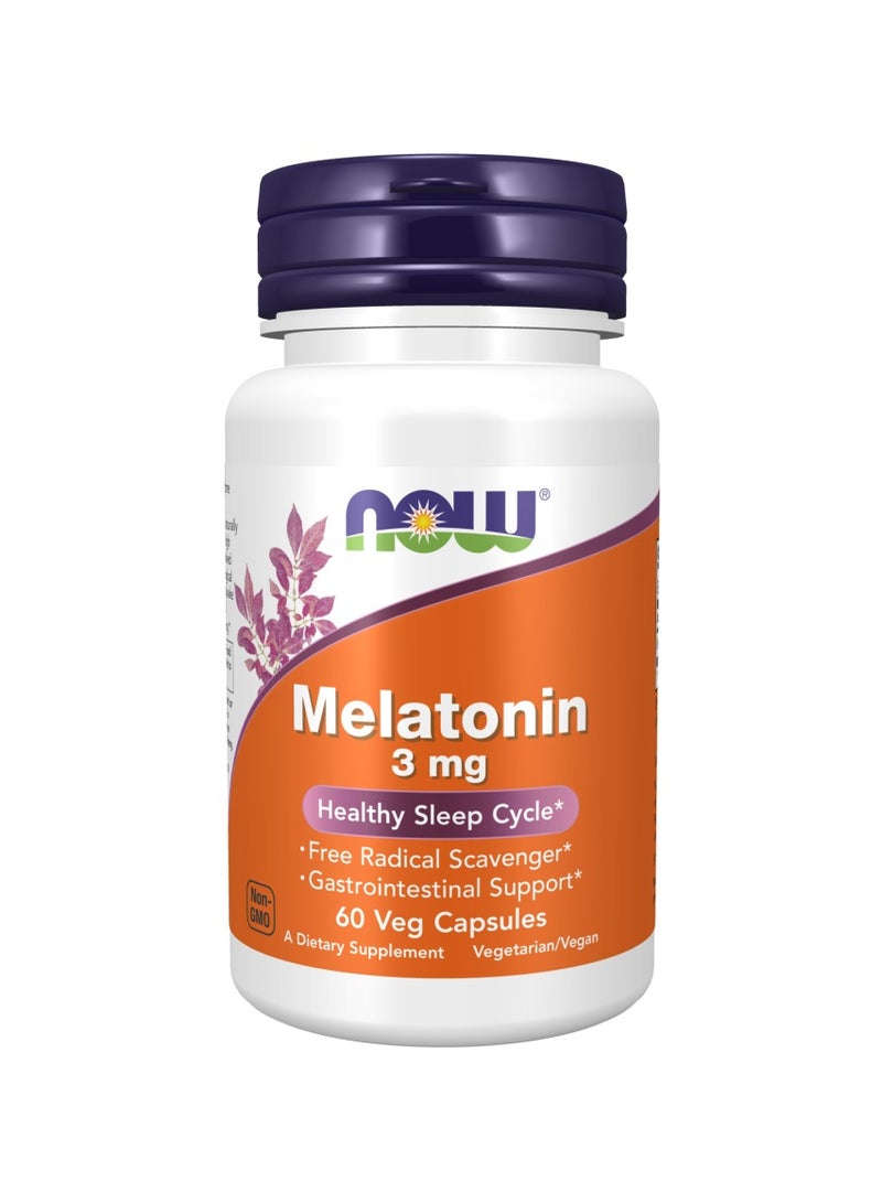 ناو مكمل غذائى ميلاتونين، 3 ملجم، 60 كبسولة نباتية