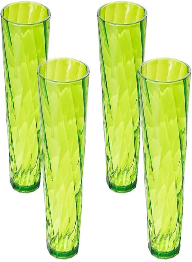 Omada design 4 tumbler transparent and colored drink glasses, 17,60 fl oz, diamond line green