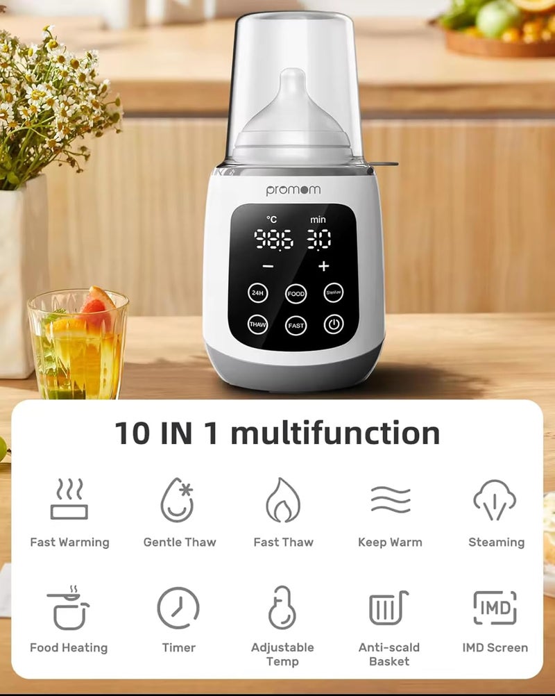 PROMOM Baby Bottle Warmer|10-in-1 Fast Baby Food Heater&Thaw BPA-Free Milk Warmer with IMD LED Display Accurate Temperature Control for Breastmilk or Formula for Bottles,multicolor, Pack of 1 - Image 3