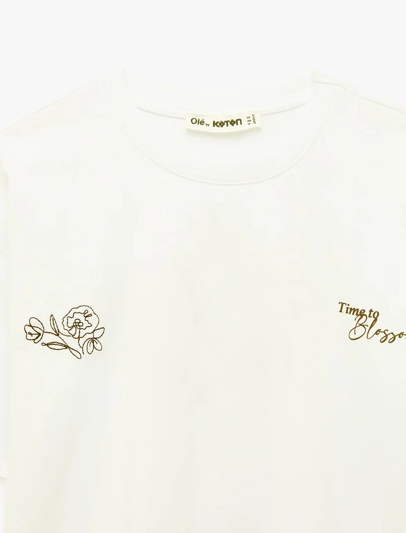Koton  Embroidered Short Sleeves Oversized T-Shirt for Women | Best Price UAE