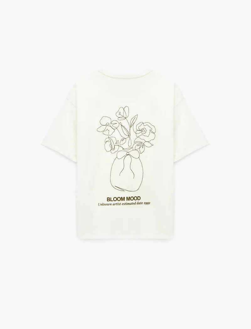 Koton  Embroidered Short Sleeves Oversized T-Shirt for Women | Best Price UAE