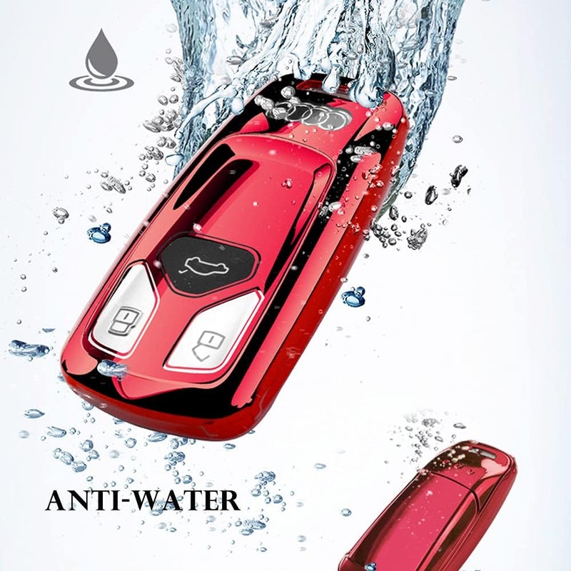 RYE TPU Silicone Full Protective Car Key Fob Cover for Audi with Leather Keychain - Image 5