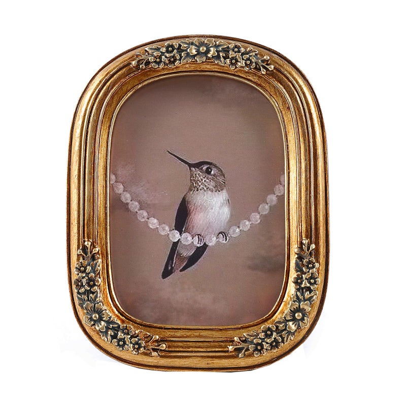 SIKOO 25x35 Mini Vintage Picture Frames Antique Small Picture Frame Table Top and Wall Mount Display Embossed Floral Antique Home Decor Bronze Gold - Image 2