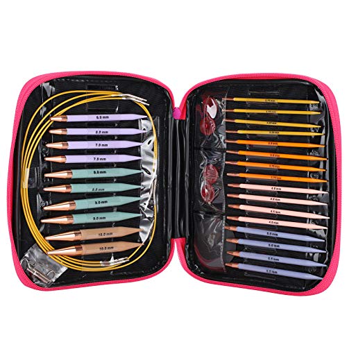Garosa 13-Piece Interchangeable Circular Knitting Needle Set, Size 2.75mm to 10mm, Professional Knitting Tools - Image 1