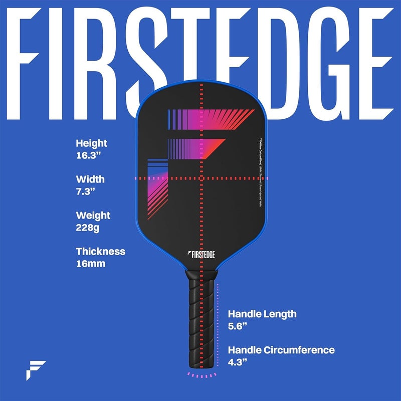 FIRSTEDGE VeloFlex T700 RAW Carbon Fibre (Spin & Textured) Thermoformed Pickleball Paddle | Carbon Friction Surface | Elongated Handle Racket | Pickleball Paddle, 2 Balls, Overgrip, Eraser (Gift Set) - Image 3