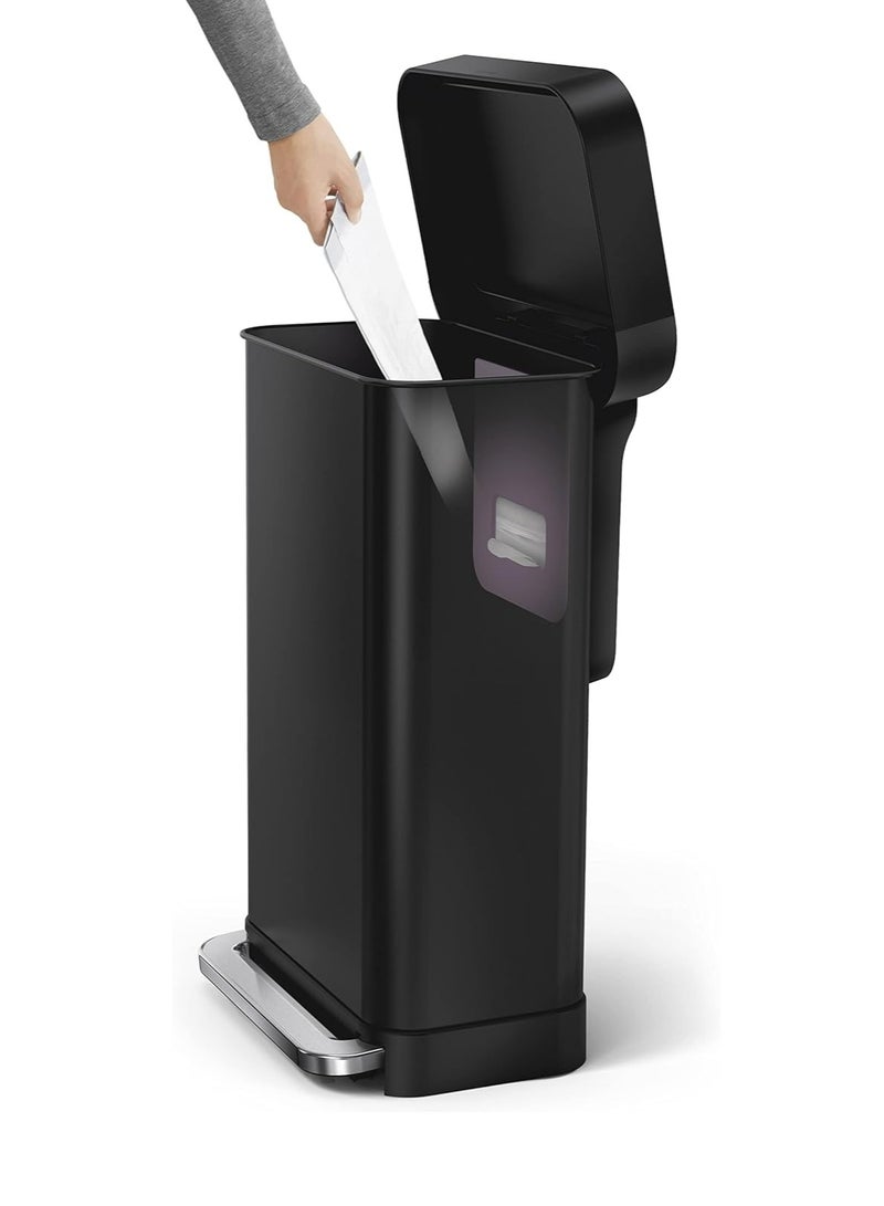 Simple Human سلة مهملات مستطيلة باللون الأسود غير اللامع مع جيب بطانة، 45 لترًا - Image 4