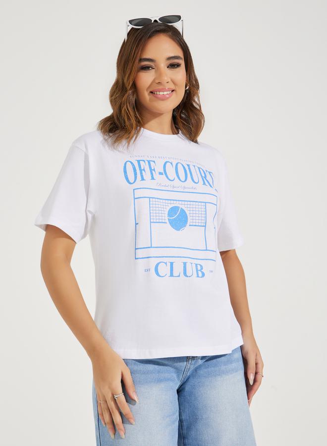 Styli Boxy Fit Off Court Distressed Graphic T-Shirt - Image 2