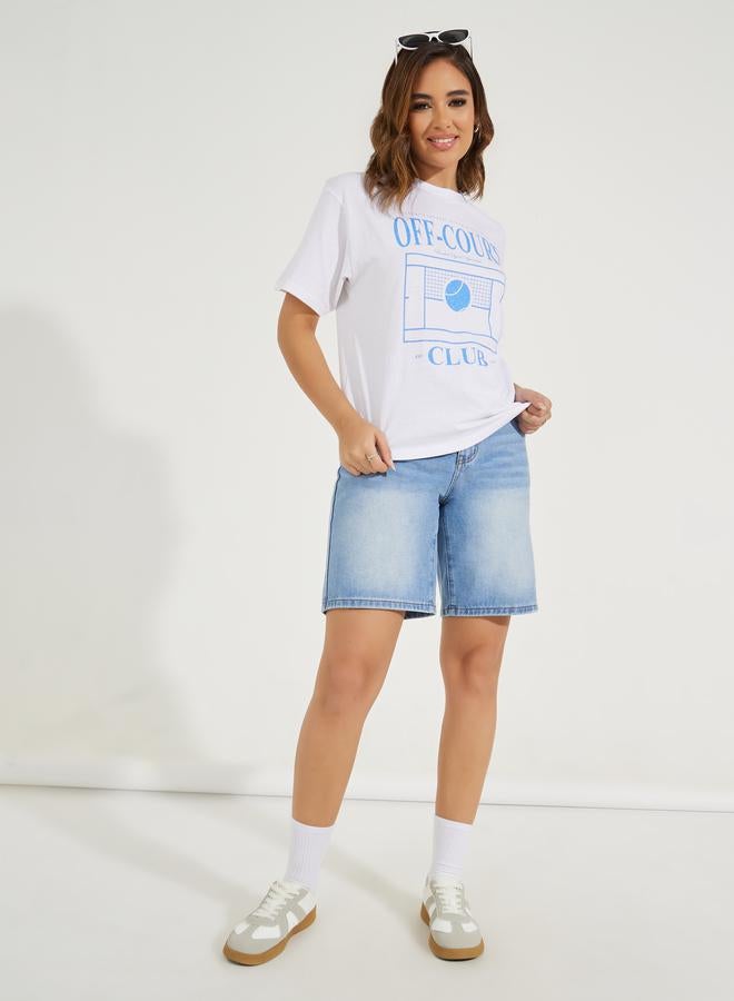 Styli Boxy Fit Off Court Distressed Graphic T-Shirt - Image 3