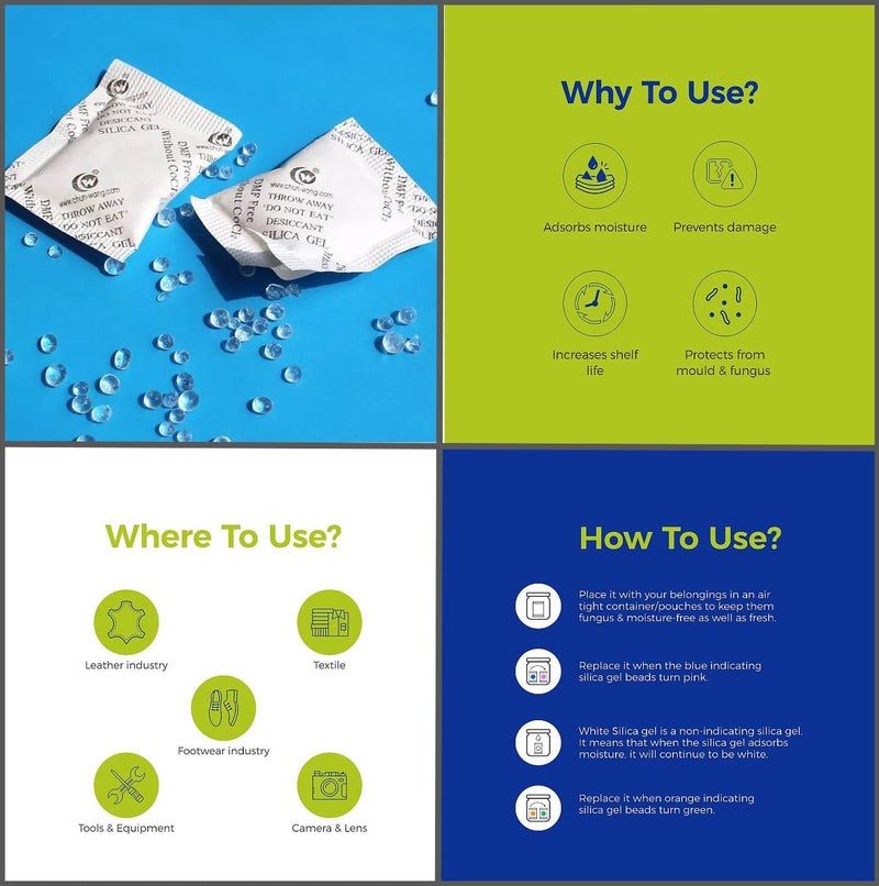 Tjikko Premium Silica Gel White 25 Gram Packets Dehumidifiers for Moisture Absorption 25 Gram X 20 Pcs 500 Gram - Image 3
