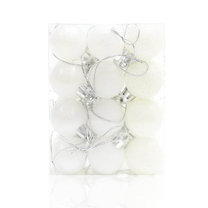 24 Pieces 30 mm Christmas Balls Decoration Christmas Tree Baubles Mini Christmas Hanging Ball for Christmas Tree Holiday Wedding Party Decoration White