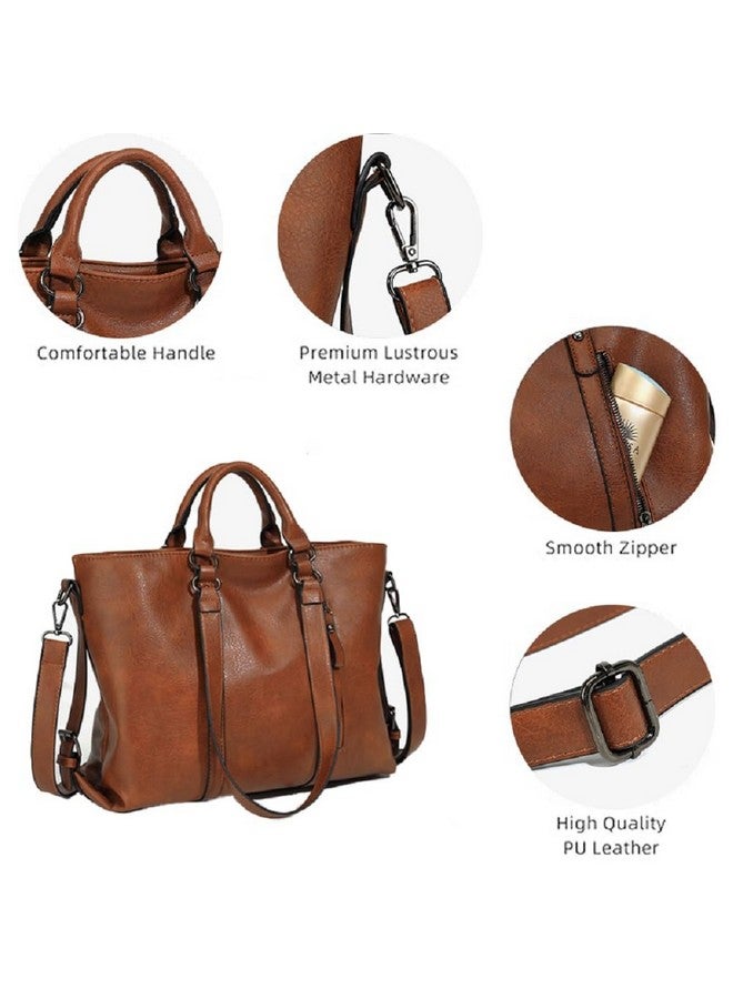 Pahajim leather purses for women purses crossbody bag tote purse leather bag handbags for women fall boho bag large purse Women shoulder handbags (brown) - Image 2