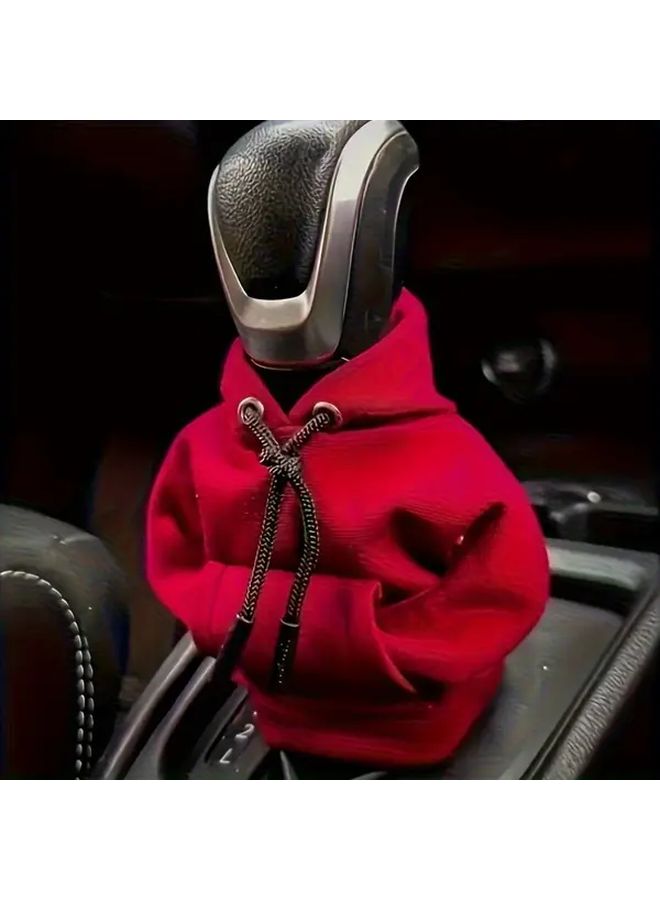 Blue Solid Color Hoodie Style Polyester Car Gear Shift Cover Multi-Functional Interior Accessory - Image 4