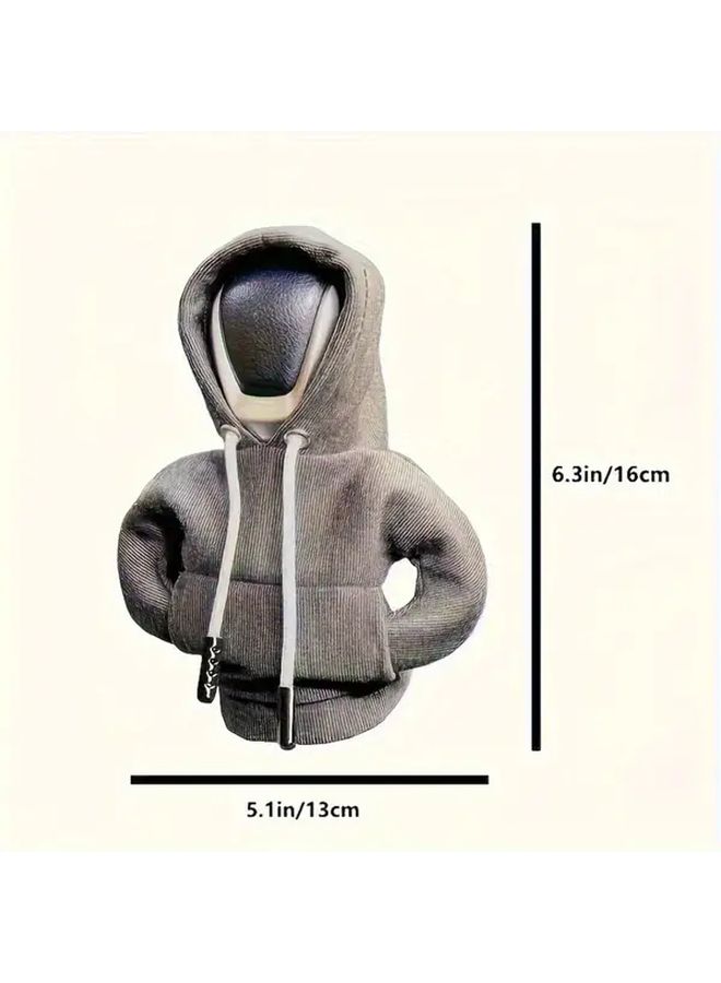 Blue Solid Color Hoodie Style Polyester Car Gear Shift Cover Multi-Functional Interior Accessory - Image 2