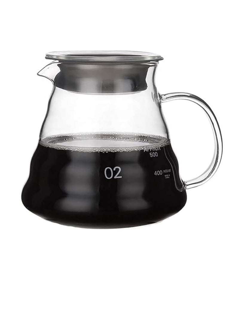 V60 Coffee Server Heat Resistant Glass Pot Pour Over Coffee Tea Server Kettle Coffee Maker Clear 600ml - Image 1