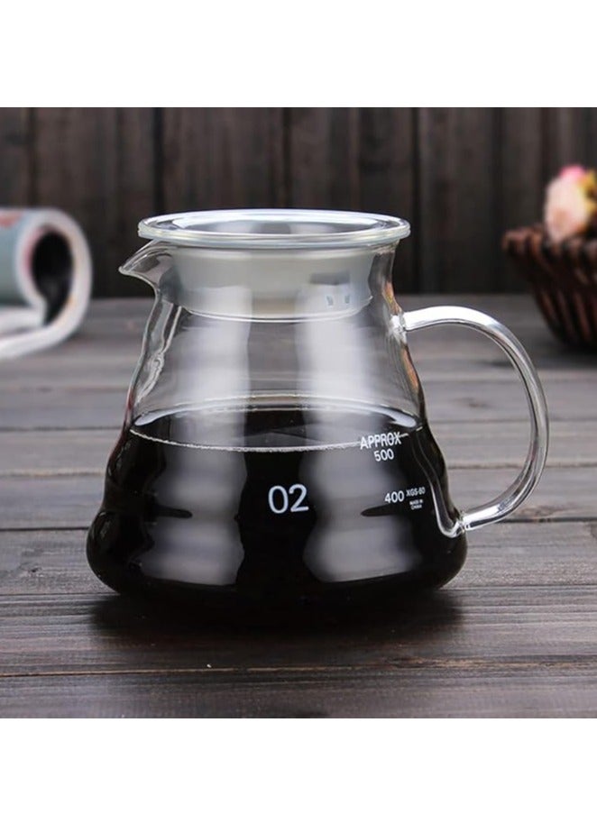 V60 Coffee Server Heat Resistant Glass Pot Pour Over Coffee Tea Server Kettle Coffee Maker Clear 600ml - Image 2