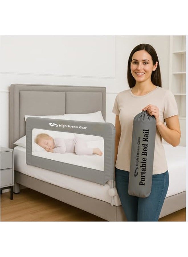 High Stream Gear Portable Bed Rail for Toddlers – Home &Travel Toddler Bed Rail Guard for Twin, Crib, Single & Other Beds – Foldable Bed Barrier Fits Suitcase, 1-Min Setup (80cm) - Image 1