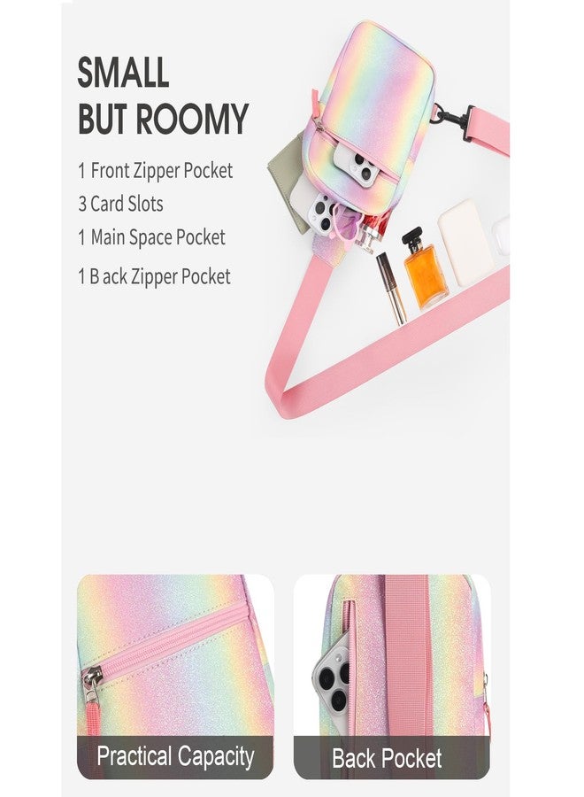 Cotmcor Small Initial Sling Bag Crossbody Bag Fanny Pack for Teens Kids, Cute Multi-colored Chest Bag Belt Bag Birthday Gifts, Rainbow Pink, Small, Casual - Image 5