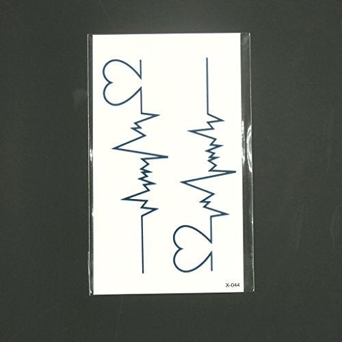 Oottati Small Cute Temporary Tattoo Heartbeat Wrist (Set of 2) - Image 2
