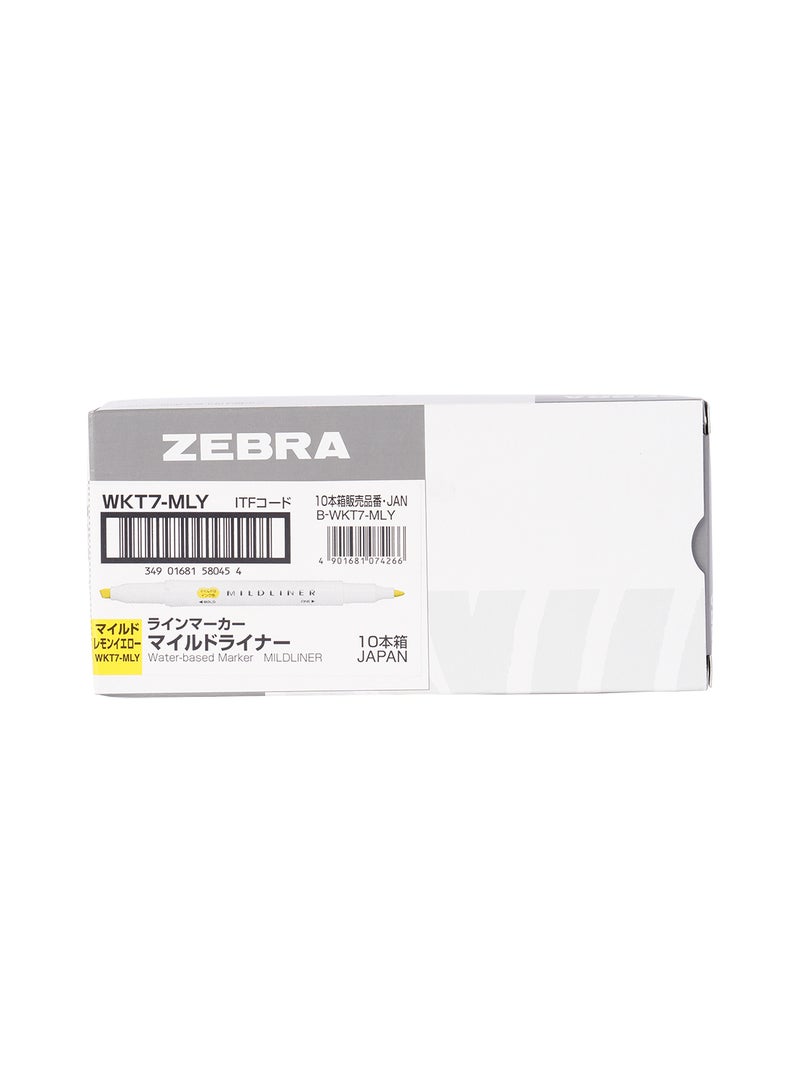 ZEBRA Mildliner Double Sided Highlighter , for Journal Planner , marking dictionary, Note Taking , drawing illustrations , Pack of 10 Yellow Highlighters  - Image 1