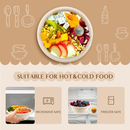 ZORRITA 150 Pack 12 oz Compostable Paper Bowls Small Disposable Soup Bowls Natural Sugarcane Biodegradable Bowls for Ice Cream, Desserts, Salads, Pet Food - Image 5