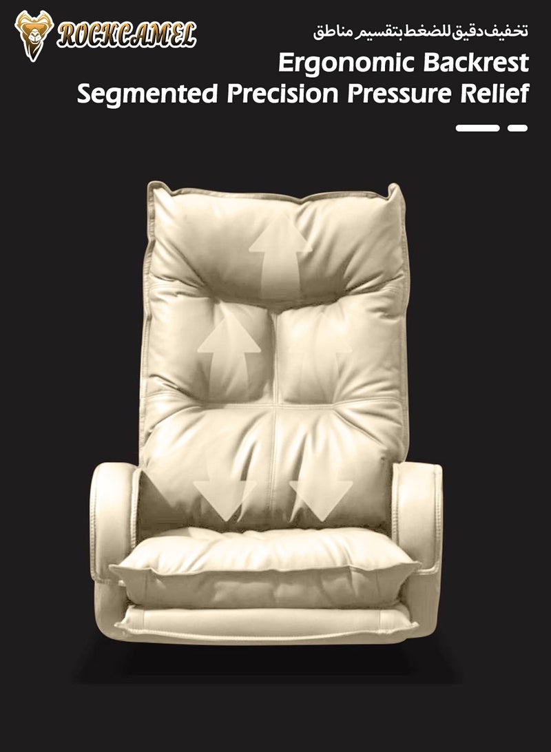 ROCKCAMEL Executive Office Chair / Boss Chair with Footrest, Ergonomic High Back PU Reclining Chair with Thickened Latex Cushion, 135° Reclining Computer Desk Chair for Home or Office, White - Image 5