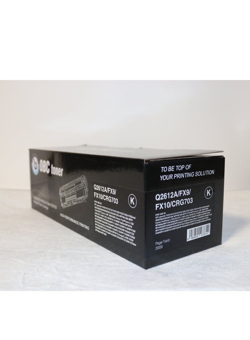 OBC Compatible Laser Black for HP Q2612A and Canon FX9/FX10/CRG703 - Prints up to 2,000 pages in high quality - Image 2