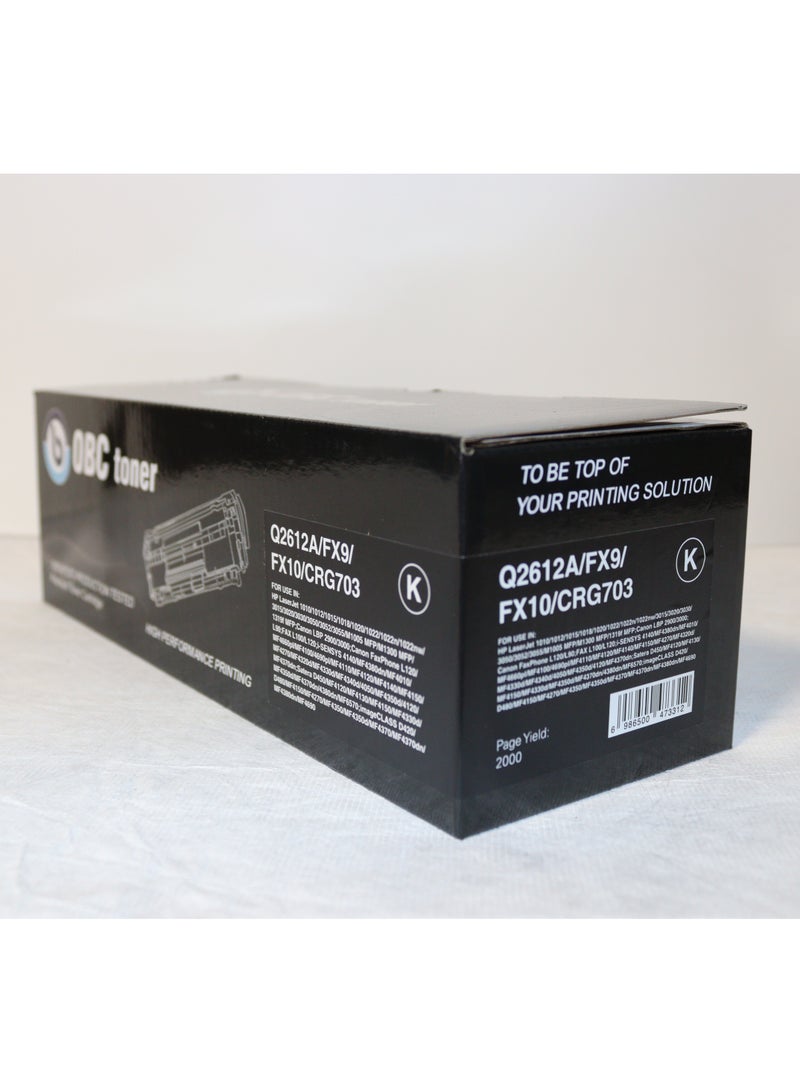 OBC Compatible Laser Black for HP Q2612A and Canon FX9/FX10/CRG703 - Prints up to 2,000 pages in high quality - Image 3