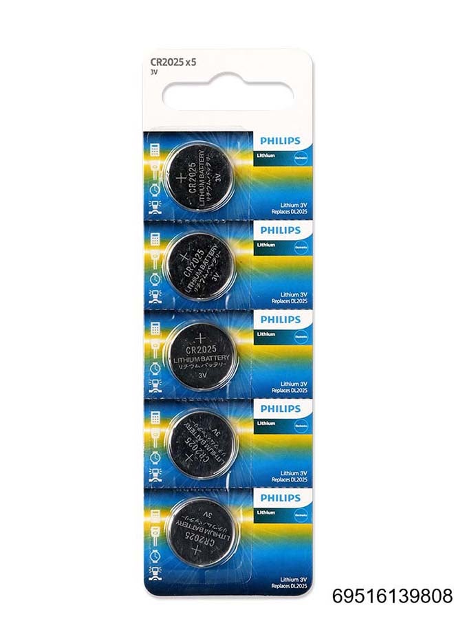 Philips Lithium CR2025 battery (5 pack) Multicolour