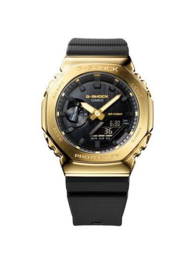 CASIO Casio G-shock Men's Watch With Gold Metal Bezel and Black Strap GM-2100G-1A9 