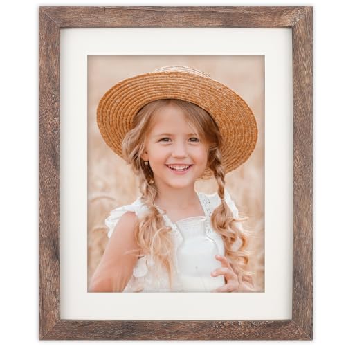 ORIVAN 8x10 Picture Frame Wood Display Picture 6x8 with Mat or 8x10 without Mat Distressed Brown Photo Frame for Wall and Tabletop Decoration - Image 1