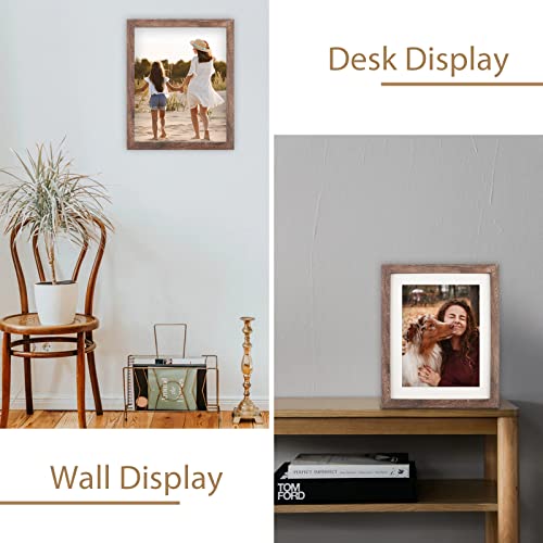 ORIVAN 8x10 Picture Frame Wood Display Picture 6x8 with Mat or 8x10 without Mat Distressed Brown Photo Frame for Wall and Tabletop Decoration - Image 4