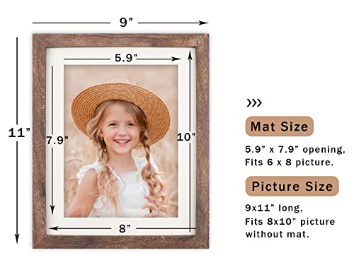 ORIVAN 8x10 Picture Frame Wood Display Picture 6x8 with Mat or 8x10 without Mat Distressed Brown Photo Frame for Wall and Tabletop Decoration - Image 5