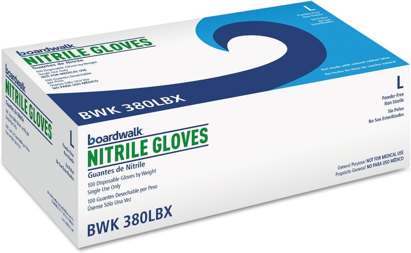 Boardwalk 380LCT Disposable GeneralPurpose Nitrile Gloves Large Blue 4 mil 1000Carton - Image 1