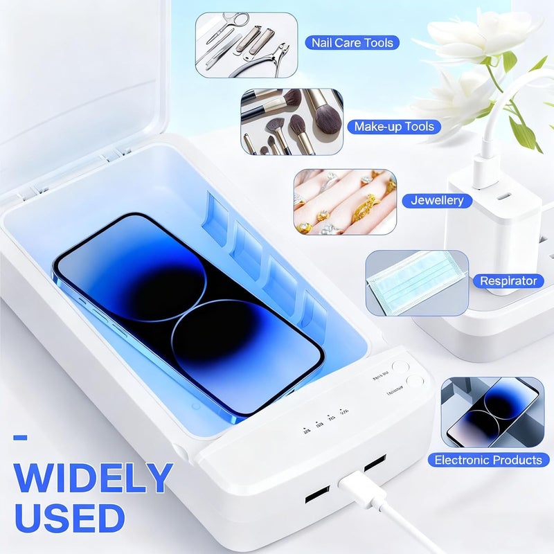 ALLGLAM صندوق تعقيم أدوات الأظافر، ALLGLAM صندوق تعقيم محمول USB لأدوات مانيكير الأظافر، ملاقط التجميل، الوشم، تنظيف الهاتف المحمول (أبيض) - Image 5