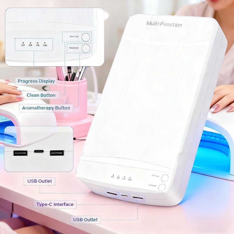 ALLGLAM صندوق تعقيم أدوات الأظافر، ALLGLAM صندوق تعقيم محمول USB لأدوات مانيكير الأظافر، ملاقط التجميل، الوشم، تنظيف الهاتف المحمول (أبيض) - Image 4