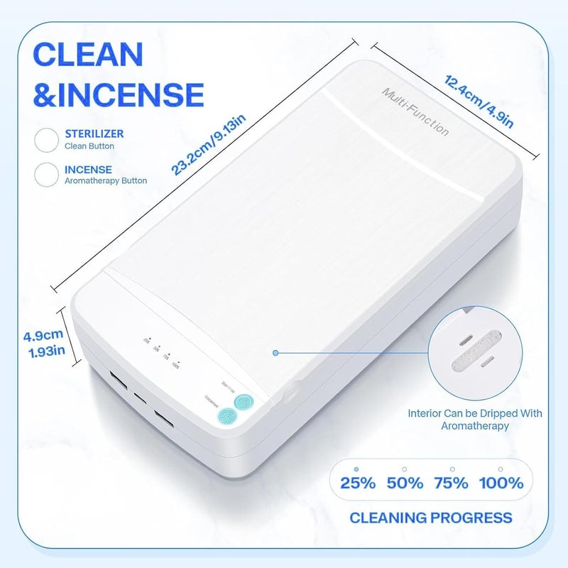 ALLGLAM صندوق تعقيم أدوات الأظافر، ALLGLAM صندوق تعقيم محمول USB لأدوات مانيكير الأظافر، ملاقط التجميل، الوشم، تنظيف الهاتف المحمول (أبيض) - Image 2