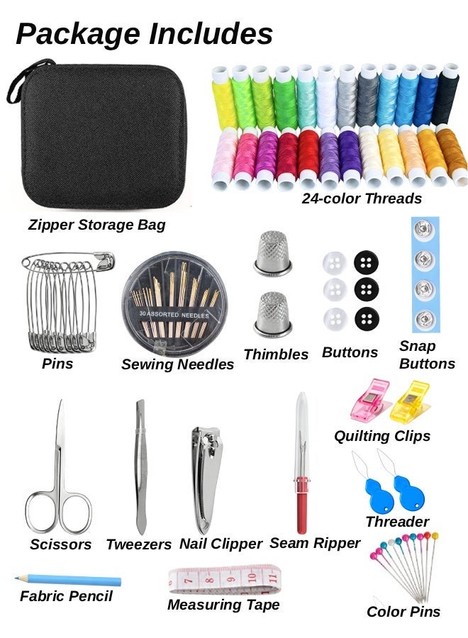 Sewing Kit for Adults, Small Travel Needle and Thread Kit with Sewing Supplies and Accessories for Kids, Starters, Travelers, Emergency, Contains Thread, Needles, Scissors, Measuring Tape - Image 2