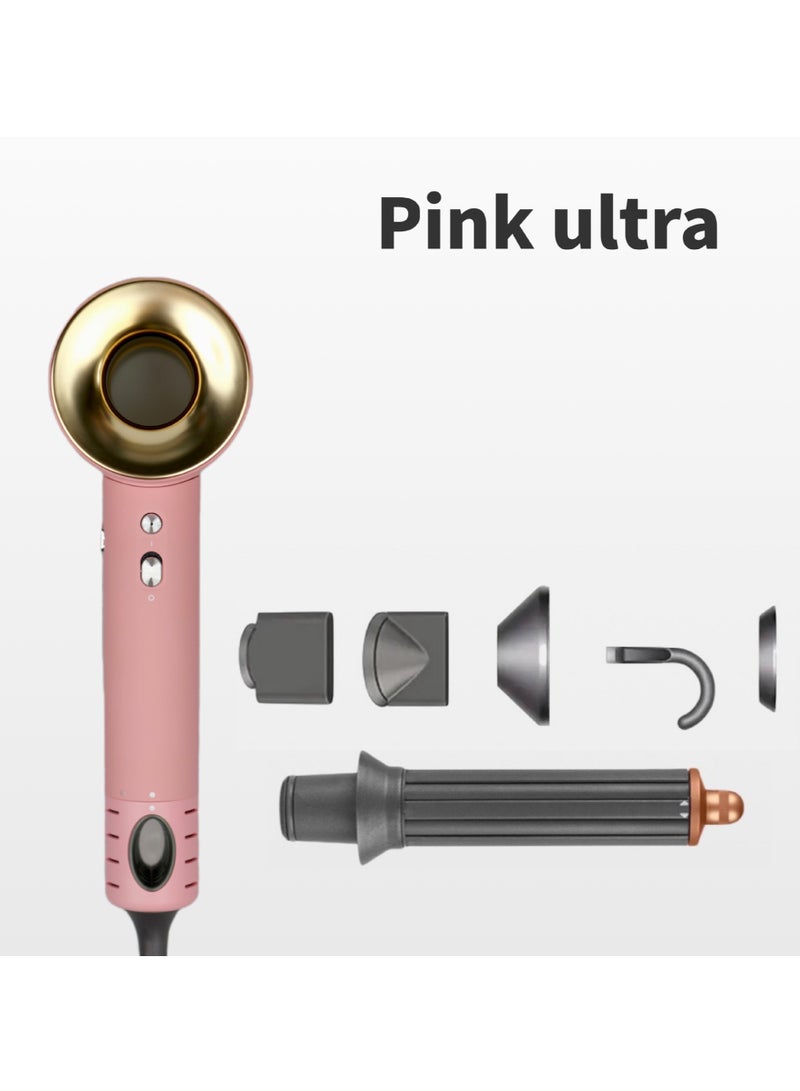 general High-speed Hair Dryer 1600W High-power Brushless Motor Multi-Munction Professional High-speed Hair Dryer  Pink 6 heads - Image 1