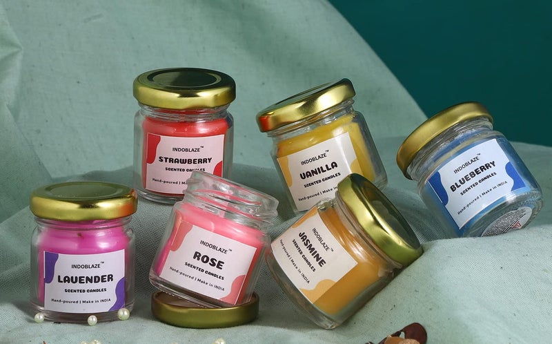 Indoblaze Aromatherapy Candles Set 6 Scented Candles For Home Decor In Small Glass Jars | Perfect Scented Candles Gift Set | Fragrance Candles For Home Decor - Image 2