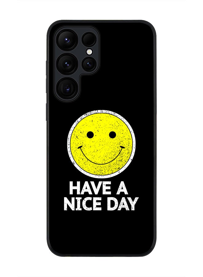 Stylizedd Rugged Black edge case for Samsung Galaxy S24 Ultra, Slim fit Soft Case Flexible Anti Drop TPU Gel Thin Cover- Have a nice day - Image 1