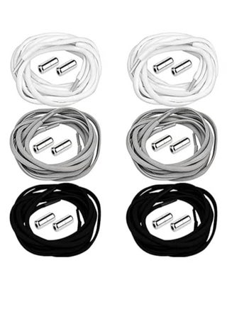 6 Pairs Shoe Laces No Tie Elastic Laces for All Shoes Universal Elastic Shoe Laces Tieless Running Shoelaces with Metal Buckles for Trainers Marathon Triathlon Runners Adults Kids 105CM