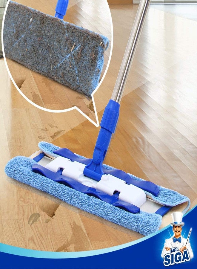 Mr Siga MR.SIGA Professional Microfiber Mop for Hardwood, Laminate, Tile Floor Cleaning, Stainless Steel Telescopic Handle - 3 Reusable Flat Mop Refills and 1 Dirt Removal Scrubber Included - Image 5