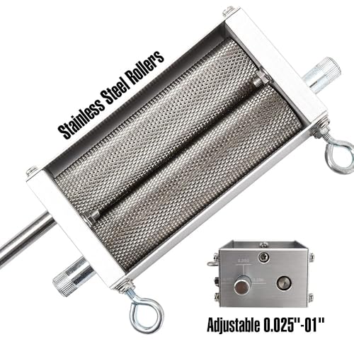 FERRODAY Malted Grain Mill Malt Stainless Steel 2 Roller Malt Mill Homebrew Malted Grain Crusher Manual Grain Mill Slow Drill Available Malt Crusher Adjustable Gap Malted Barley Grinder - No Base Type - Image 3