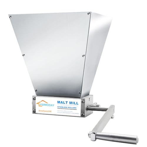 FERRODAY Malted Grain Mill Malt Stainless Steel 2 Roller Malt Mill Homebrew Malted Grain Crusher Manual Grain Mill Slow Drill Available Malt Crusher Adjustable Gap Malted Barley Grinder - No Base Type - Image 1