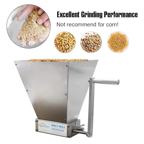 FERRODAY Malted Grain Mill Malt Stainless Steel 2 Roller Malt Mill Homebrew Malted Grain Crusher Manual Grain Mill Slow Drill Available Malt Crusher Adjustable Gap Malted Barley Grinder - No Base Type - Image 5