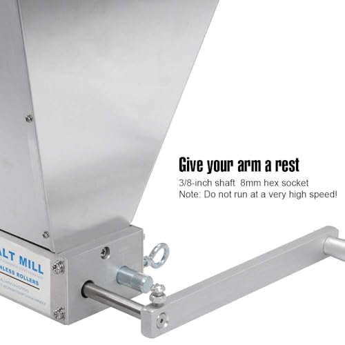 FERRODAY Malted Grain Mill Malt Stainless Steel 2 Roller Malt Mill Homebrew Malted Grain Crusher Manual Grain Mill Slow Drill Available Malt Crusher Adjustable Gap Malted Barley Grinder - No Base Type - Image 4
