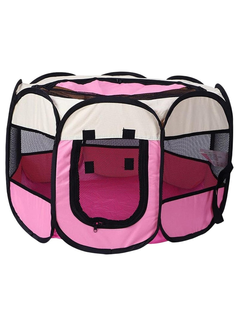 بيت مثمن للكلاب والقطط، سرير محمول للكلاب والقطط، سياج خيمة قابل للطي، للاستخدام الداخلي والخارجي، أسود وأزرق، سرير للحيوانات الأليفة - Image 1