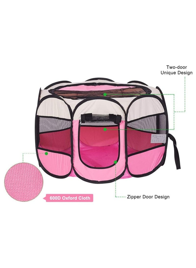 بيت مثمن للكلاب والقطط، سرير محمول للكلاب والقطط، سياج خيمة قابل للطي، للاستخدام الداخلي والخارجي، أسود وأزرق، سرير للحيوانات الأليفة - Image 2