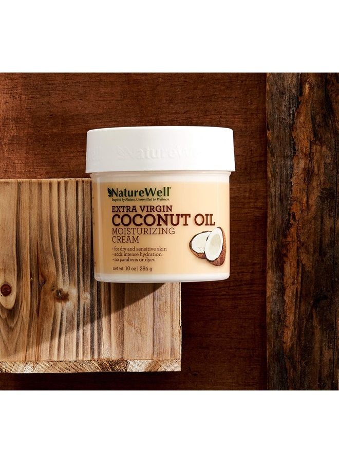 NATURE WELL كريم مرطب بزيت جوز الهند البكر للوجه والجسم، يستعيد حاجز رطوبة البشرة، يوفر ترطيبًا مكثفًا للبشرة الجافة والباهتة، 10 أوقية لكل منها (عبوة 2) - Image 3
